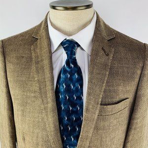 J Crew Ludlow 100% Hopsack Linen Jacket Brown Herringbone